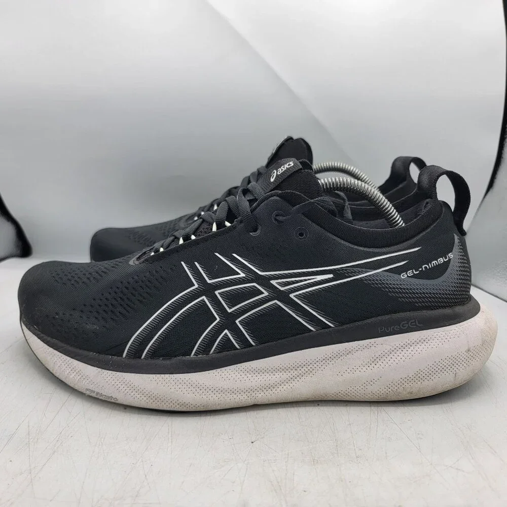 Asics Gel Nimbus 25 Mens Size 11 Running Shoes Black White Athletic Outdoors